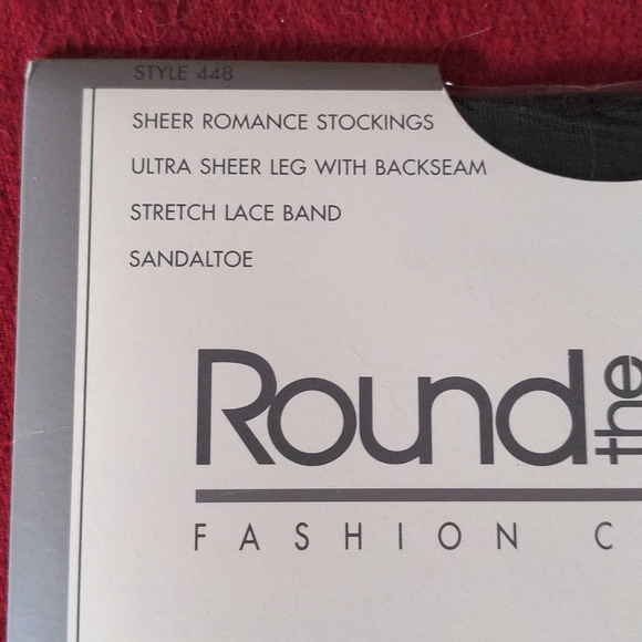 Round the Clock Vintage Jet Black Sheer Romance Stockings - Picture 2 of 5